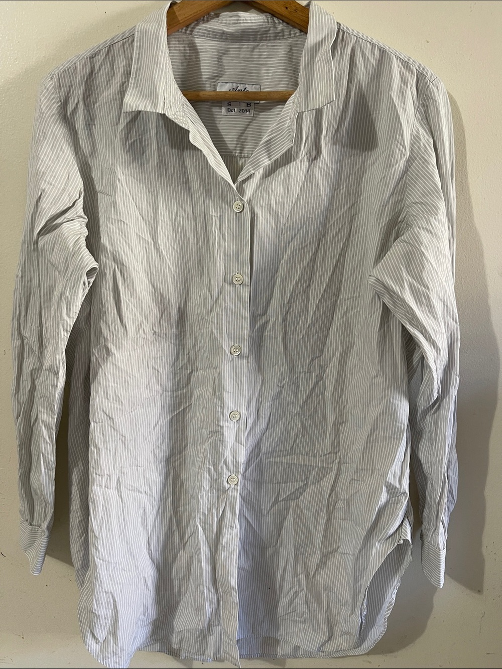Anto Classic Light Blue Stripe Button-Front Shirt by